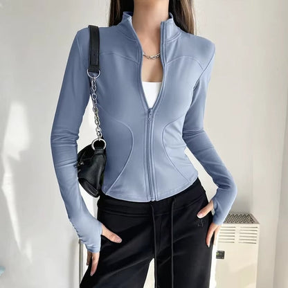 Hedda – Langermet Jakke med Ståkrage og Glidelås