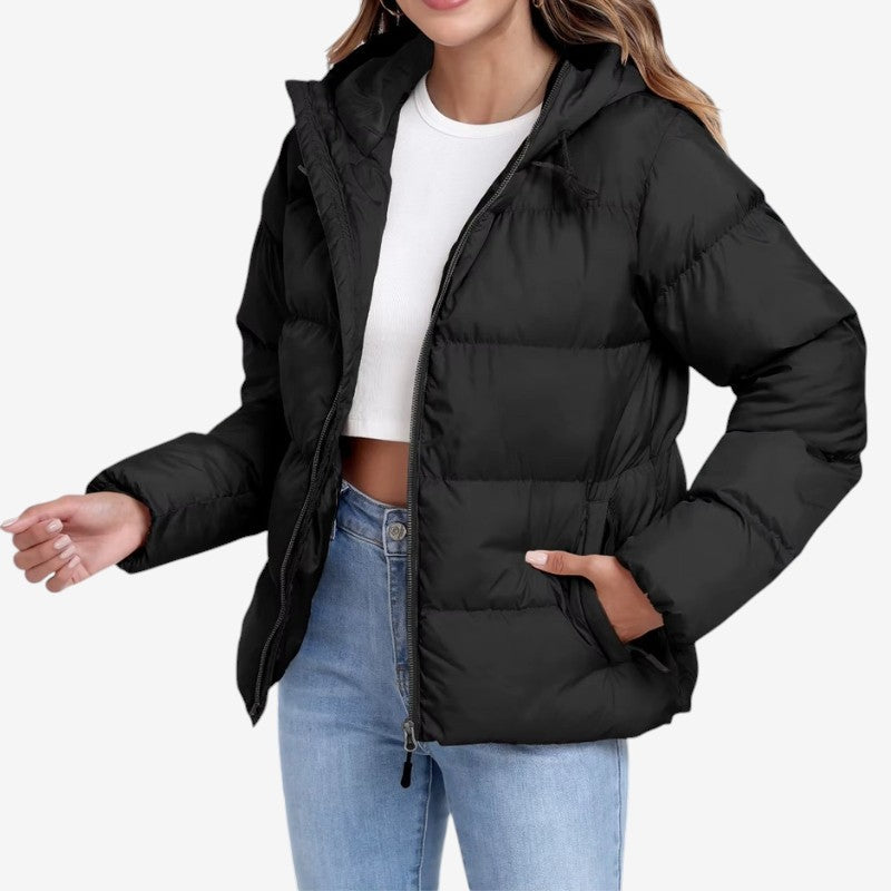 Emilie - Vattert jakke med lange ermer glidelås og justerbar hette