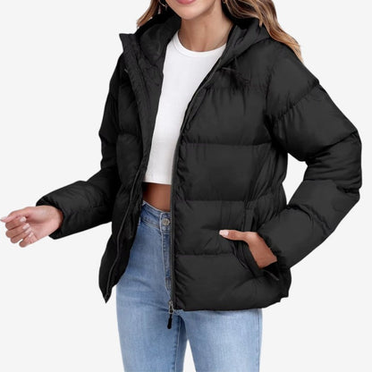 Emilie - Vattert jakke med lange ermer glidelås og justerbar hette