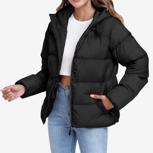 Emilie - Vattert jakke med lange ermer glidelås og justerbar hette