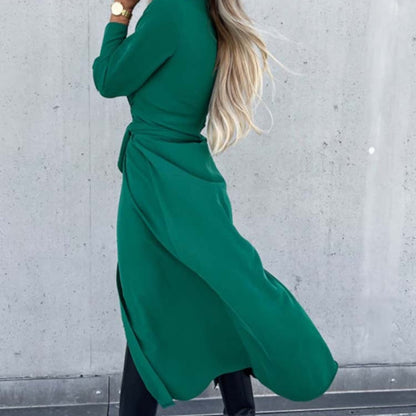 Hedda - Skjortekjole med Lange Ermer Livbelte og Knapplukking