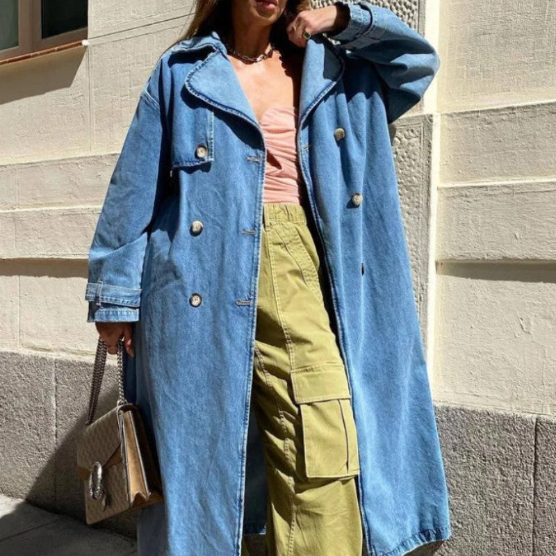 Mariann – Langermet Trench Coat med Krage og Belte