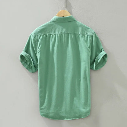 Paul – Kortermet Skjorte med Brodert Design og Knappelukking