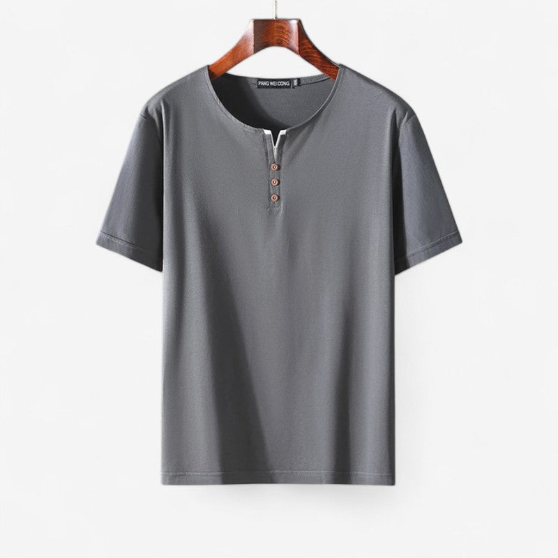 Mark – Kortermet Oversized Skjorte med Knappelukking og Rund Hals