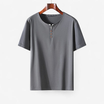 Mark – Kortermet Oversized Skjorte med Knappelukking og Rund Hals