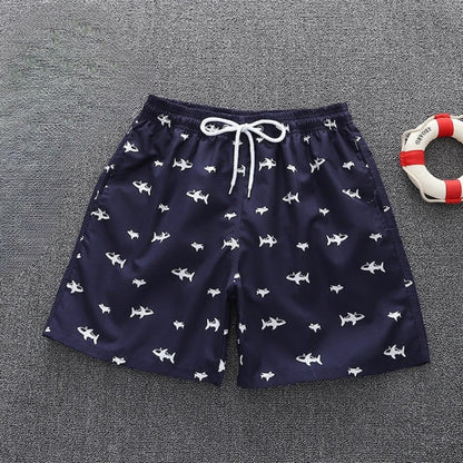 Laurens - Badeshorts med fiskemønster og justerbar linning