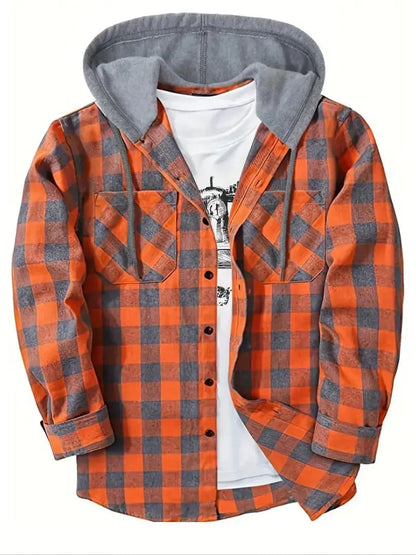 Lucas - Rutete hettejakke med avslappet passform