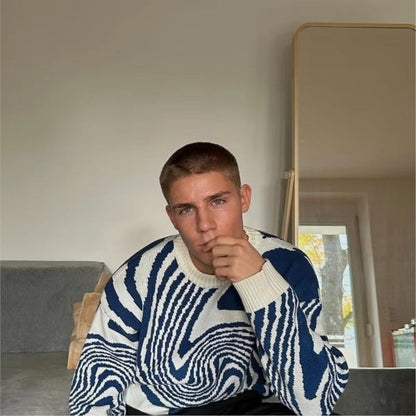 CozyKnit – Langermet Genser med Rund Hals og Ribbedetaljer