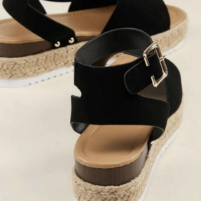 StrideUp - Espadrillesandaler med plattform og justerbar ankelrem