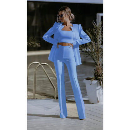 Jasmine – Stilig 3-delt sett med lange ermer blazer og fleksible bukser