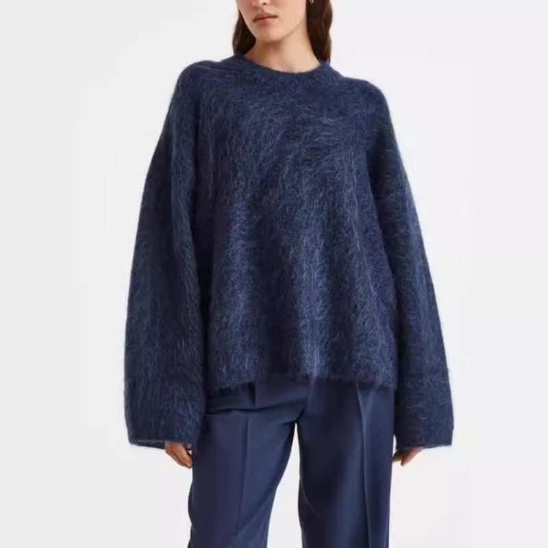Johanna – Oversized Genser med Lange Ermer og Rund Hals
