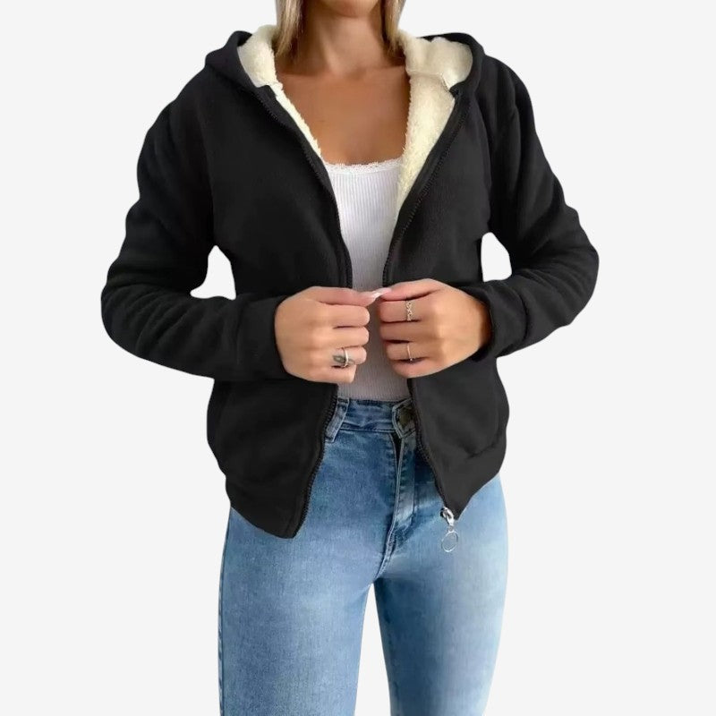 Alma - Langermet Hoodie med Glidelås og Sidelommer