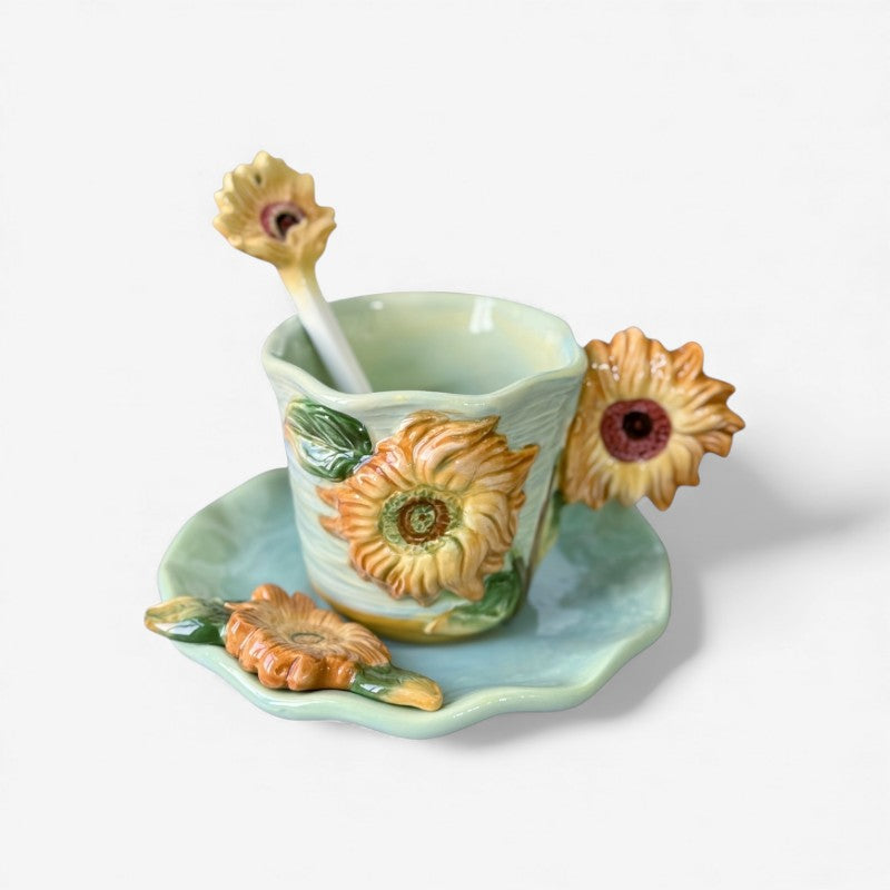 ArtSip – Keramikkkopp med håndlaget blomstermønster