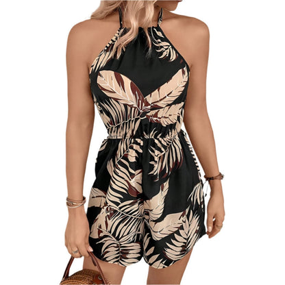 Norah - Off-shoulder jumpsuit med halterneck og blomsterprint