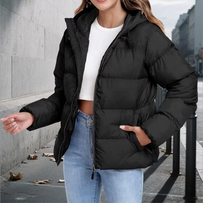 Emilie - Vattert jakke med lange ermer glidelås og justerbar hette