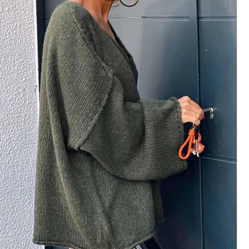 Mira – Genser med V-hals og lange ermer