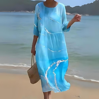 Lily - Midi kjole med blomstertrykk og 3/4-ermer