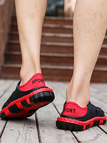 Michael - Røde og svarte sporty tresko med polstret fotseng