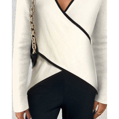 Tuva - Elegant genser med V-hals med lange ermer og avslappet passform for tidløs appeal