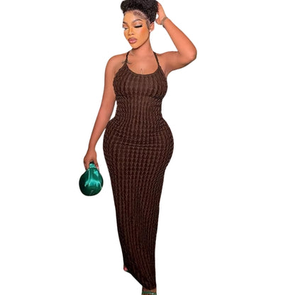 Abigail - Maxi Kjole med Kantdetaljer og Kryss Hals