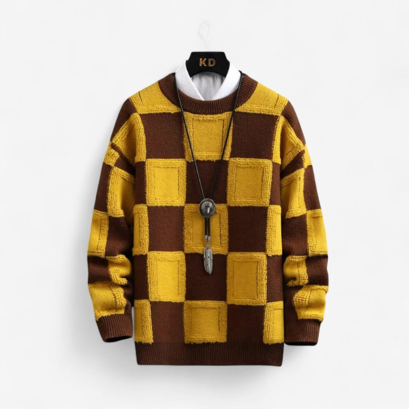 Brooks – Langermet Genser med Rund Hals og Rutemønster