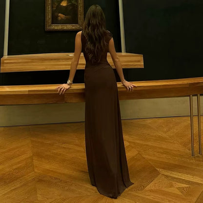 Anna – Ermeløs Ben skulderløs Lang Kjole