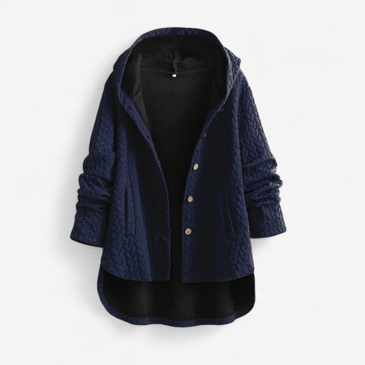 Norvella – Vattert Jakke med Hette og Knapplukking