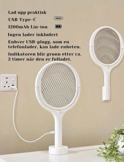 ZapFly - 5-i-1 Hurtigladende elektrisk fluesmekker med roterende hode