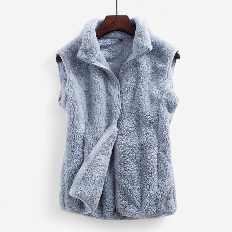 Myra - Ermeless Vest med Ståkrage og Glidelås