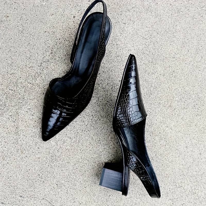 Amelia - slingback chunky hæler med strukturert design