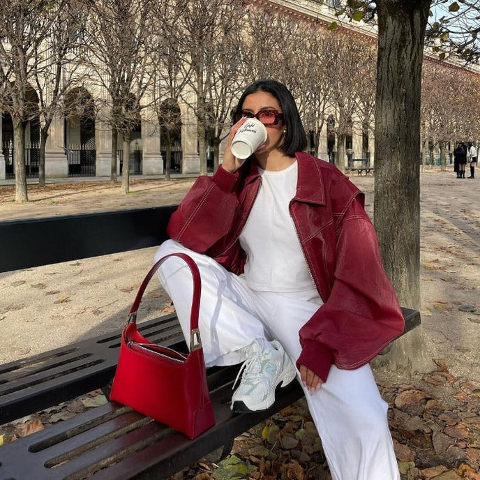 Chloe - Langermet oversized jakke med glidelås
