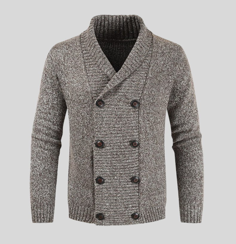 Nathan - Klassisk cardigan med sjalkrage og solid knappelukking