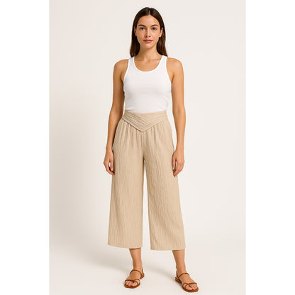 Clara – Stilige bukser med vidde ben med høy midje og moderne design med kort lengde