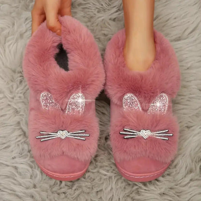 Luna - Bedårende tøfler med kattemotiv og strassdetaljer