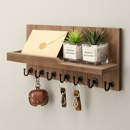 EntryRack – Nøkkelholder med Hylle og 7 Kroker