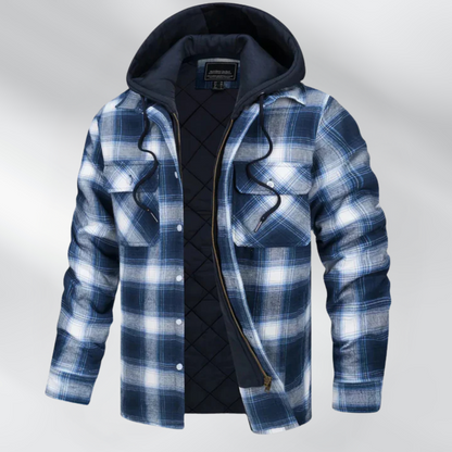 Ethan - Rutete jakke med hette og dobbel lukking