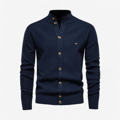 Malcolm – Langermet Cardigan med Stand-Up Krage og Knappelukking