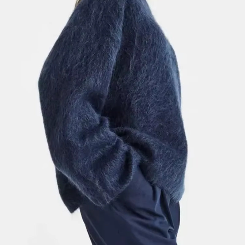 Johanna – Oversized Genser med Lange Ermer og Rund Hals