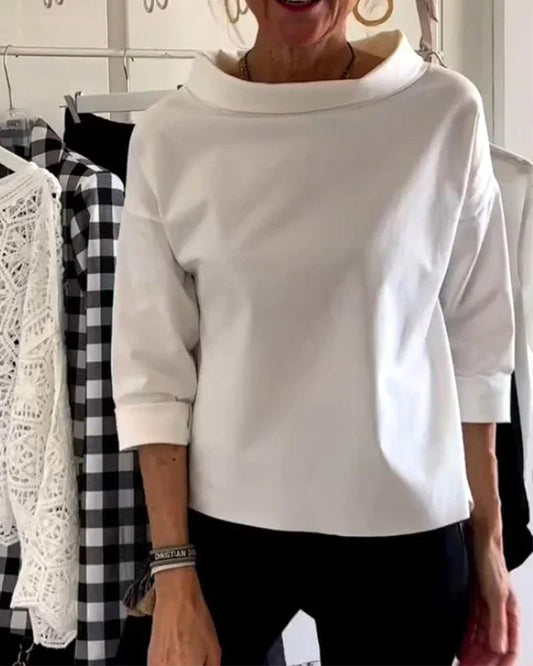 Elena - Allsidig Topp Med Båthals Og Trekvart Ermer