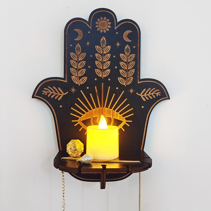MystiGlow - Elegante Vegghyller med Funksjonelle Lysestaker