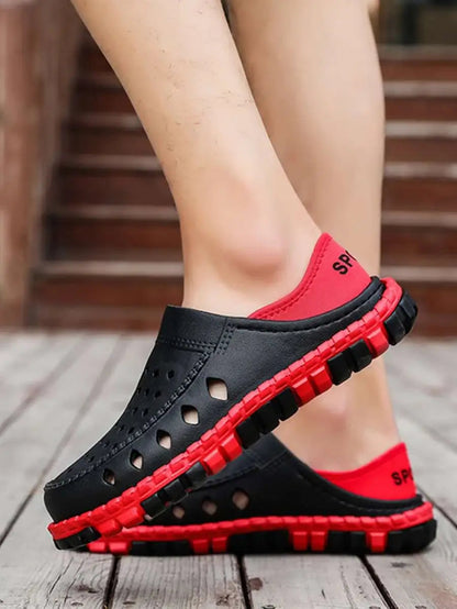 Michael - Røde og svarte sporty tresko med polstret fotseng