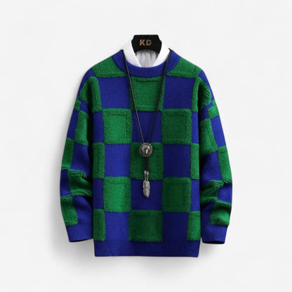 Brooks – Langermet Genser med Rund Hals og Rutemønster