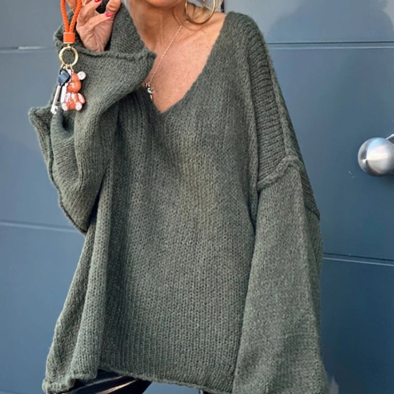 Mira – Genser med V-hals og lange ermer