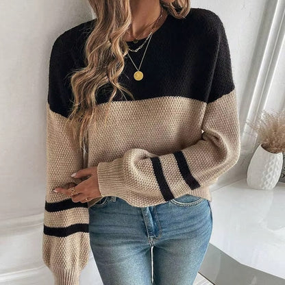 Hazel – Genser med rund hals, lange ermer og ribbede kanter