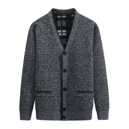 Jonas - Elegant cardigan med V-hals, lommer og knappekjole