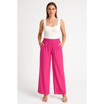 Lilah – Stilige bukser med vidde ben med sidelommer og elastisk linning for enkel passform