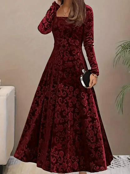 Isabella - Kjole med blomstermønster og firkantet hals