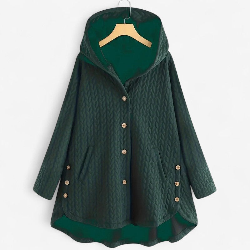 Norvella – Vattert Jakke med Hette og Knapplukking