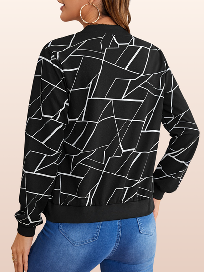 Lina - Geometrisk mønster jakke med glidelåslukking