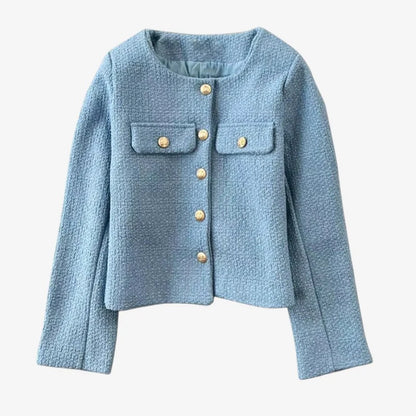 Myrthe – Langermet Jakke med Knappelukking og Rund Hals